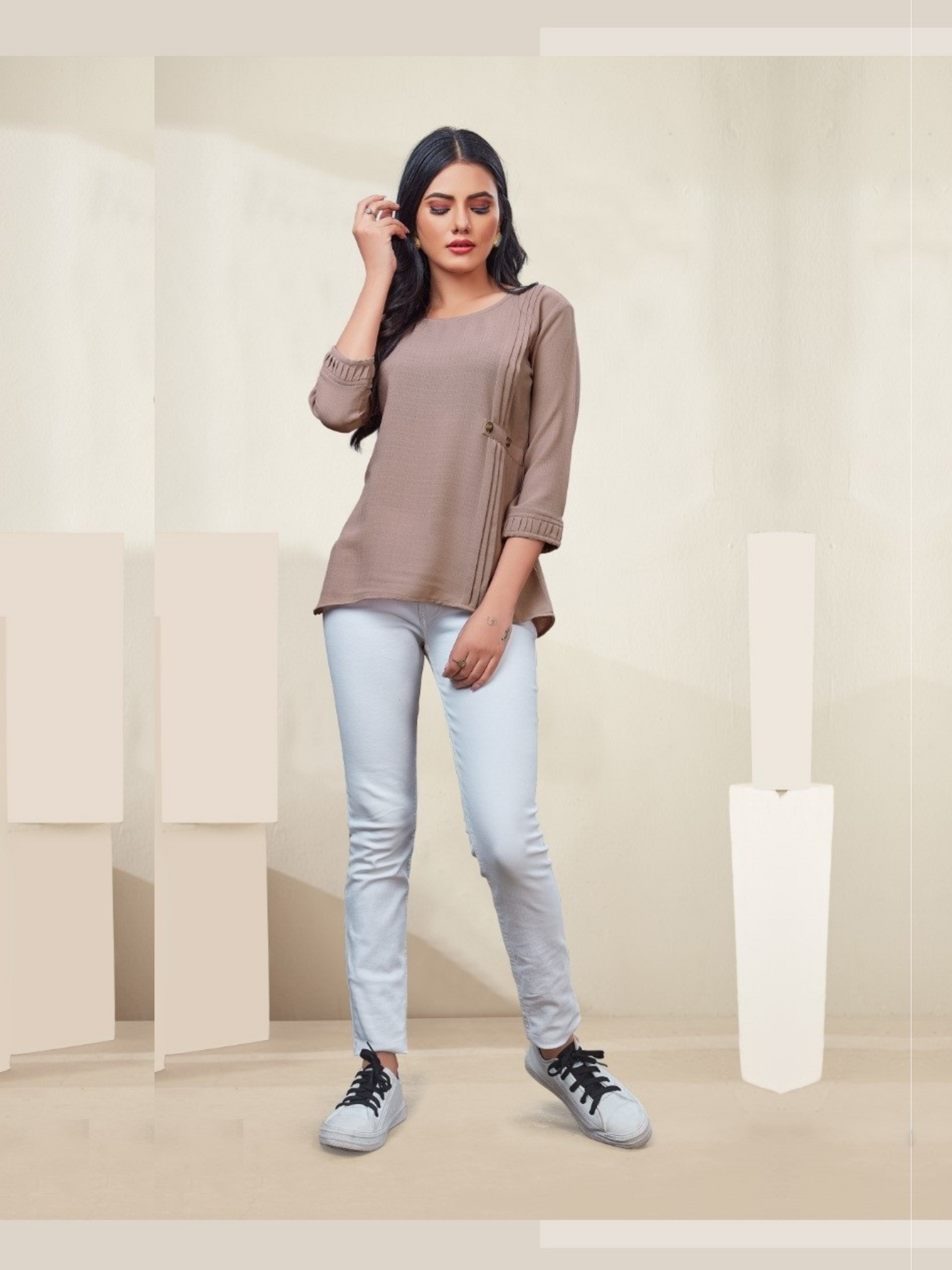 Fashionable Brown Color Western Top