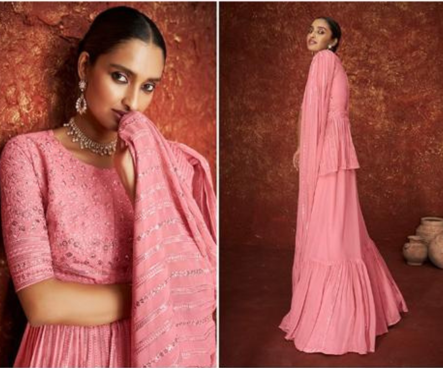 Alluring Pink Color Embroidery Salwar Suits In USA