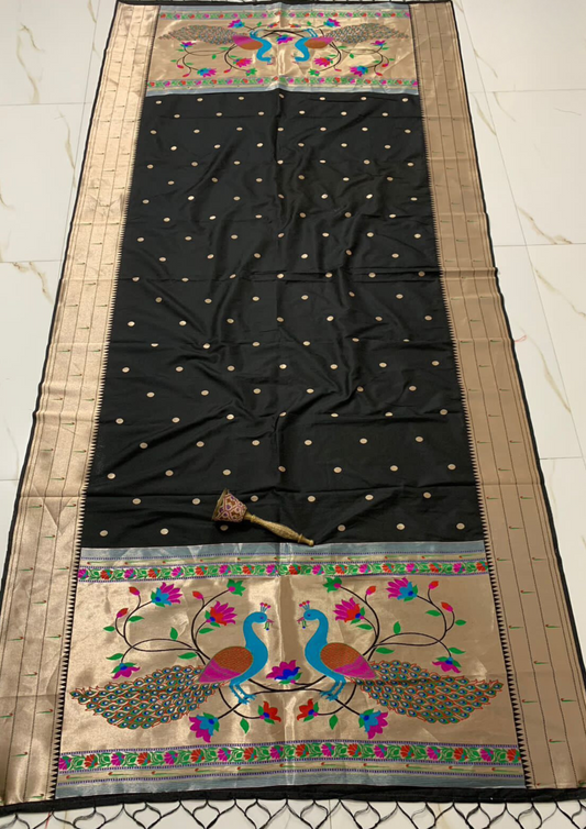 Beautiful Black Color Banarasi Soft Zari Silk Dupatta