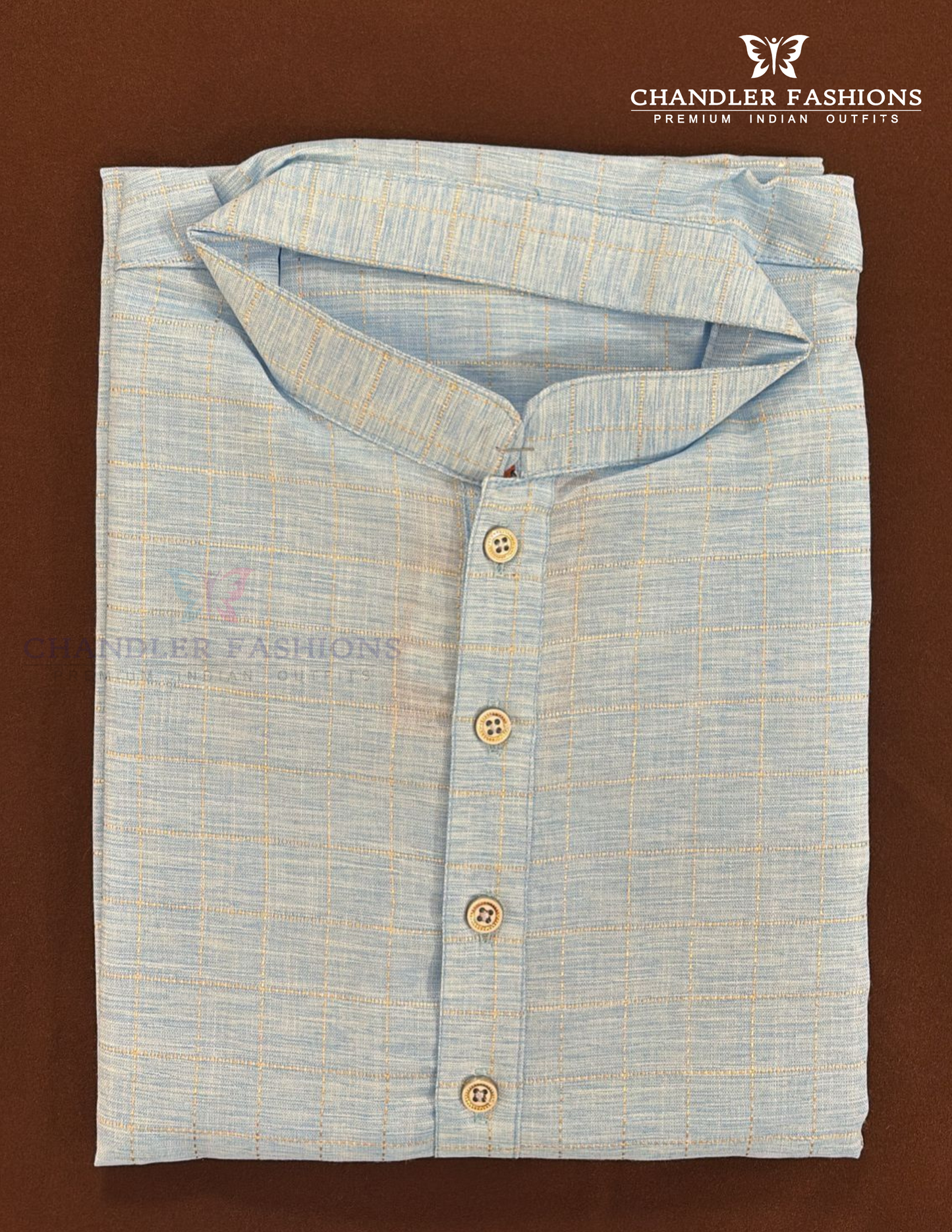 Charming Sea Blue Color Cotton Men's Kurta With Pajama Pant