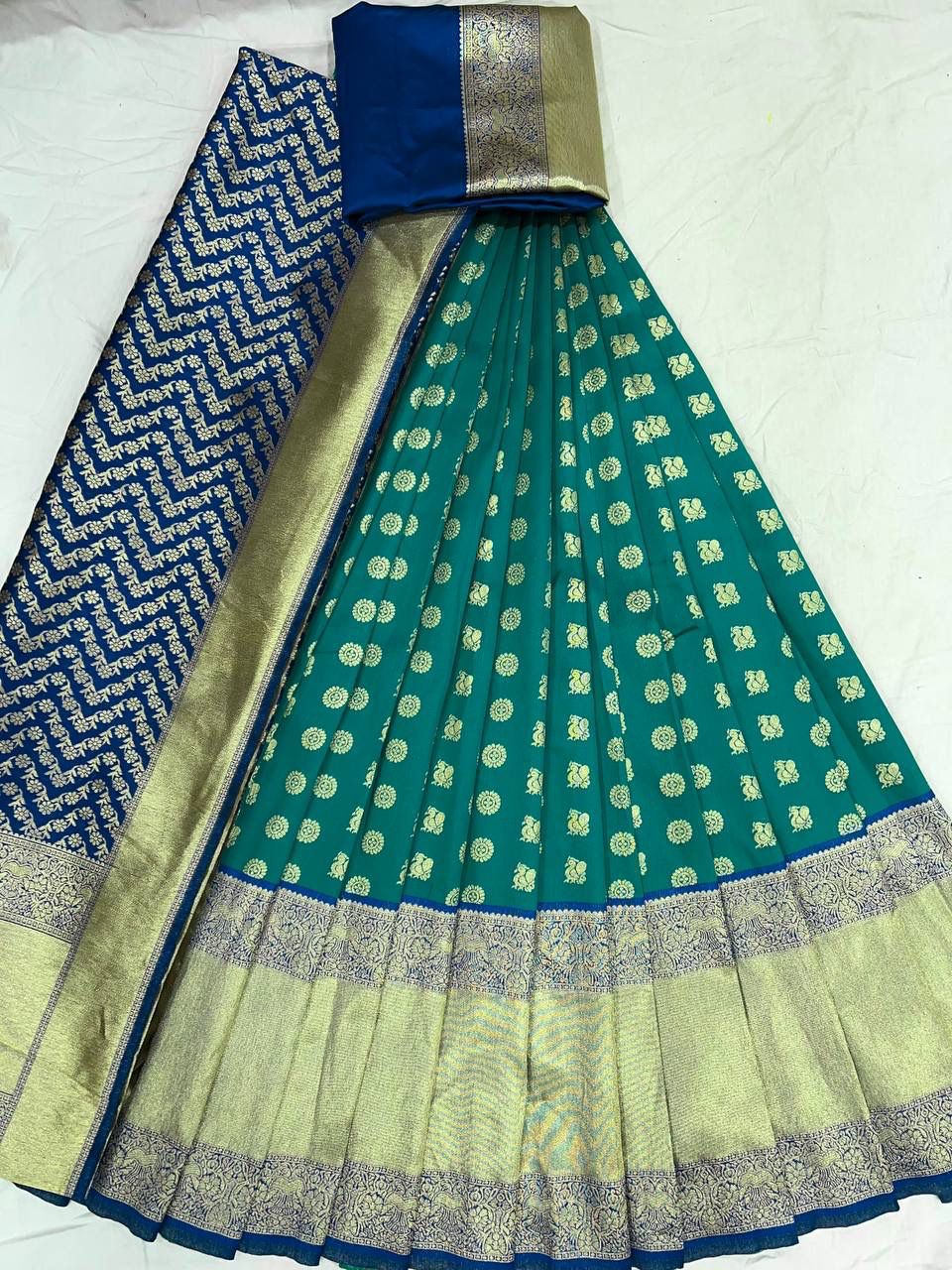 Alluring Sea Green Color Traditional Silk Zari Lehenga Choli With Banarasi Silk Dupatta In USA