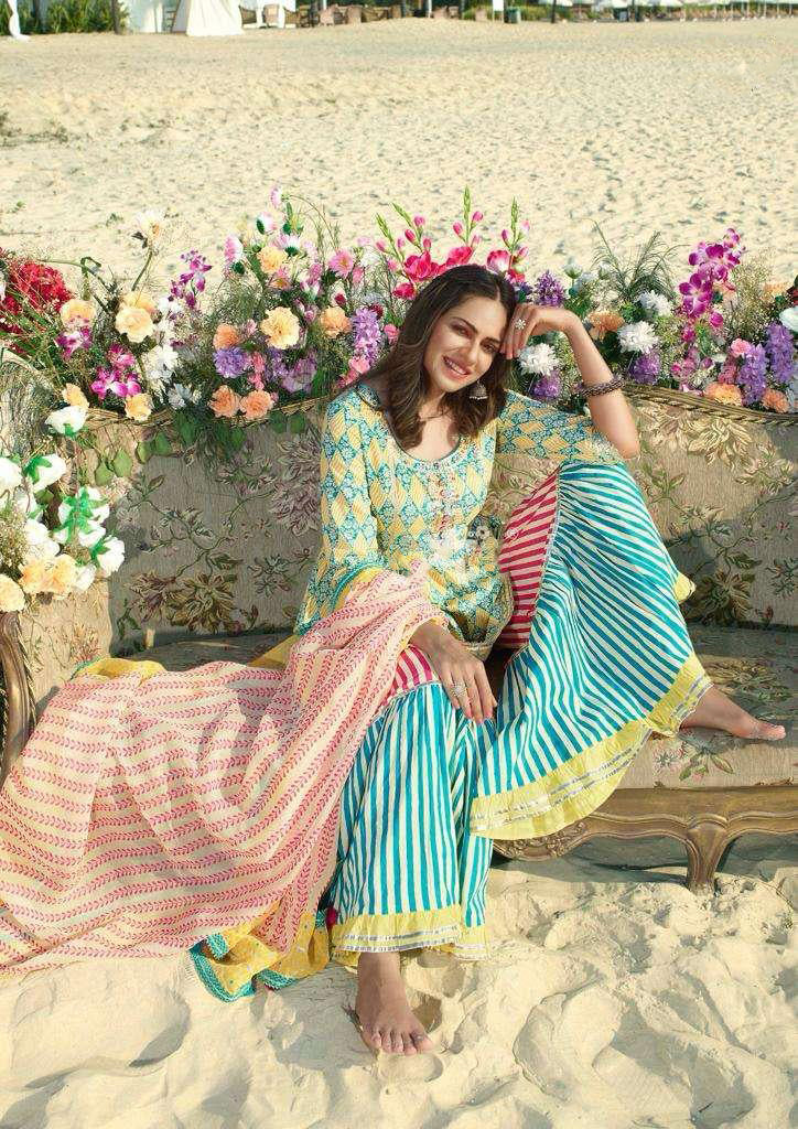 White Short Peplum Kurti With Embroidery Work And Sharara Pant Near Me