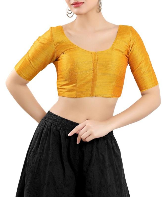 Attractive Yellow Color Art Silk Designer Blouse For Women