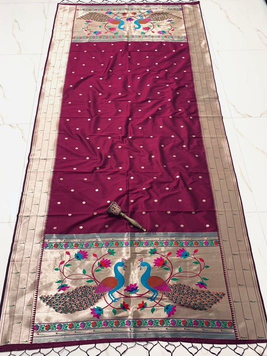 Gorgeous Wine Color Banarasi Soft Zari Silk Dupatta