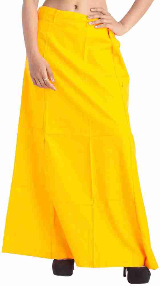 Delightful Yellow Color Sequins Thread Work With Cotton Petticoat For Women Near Me
