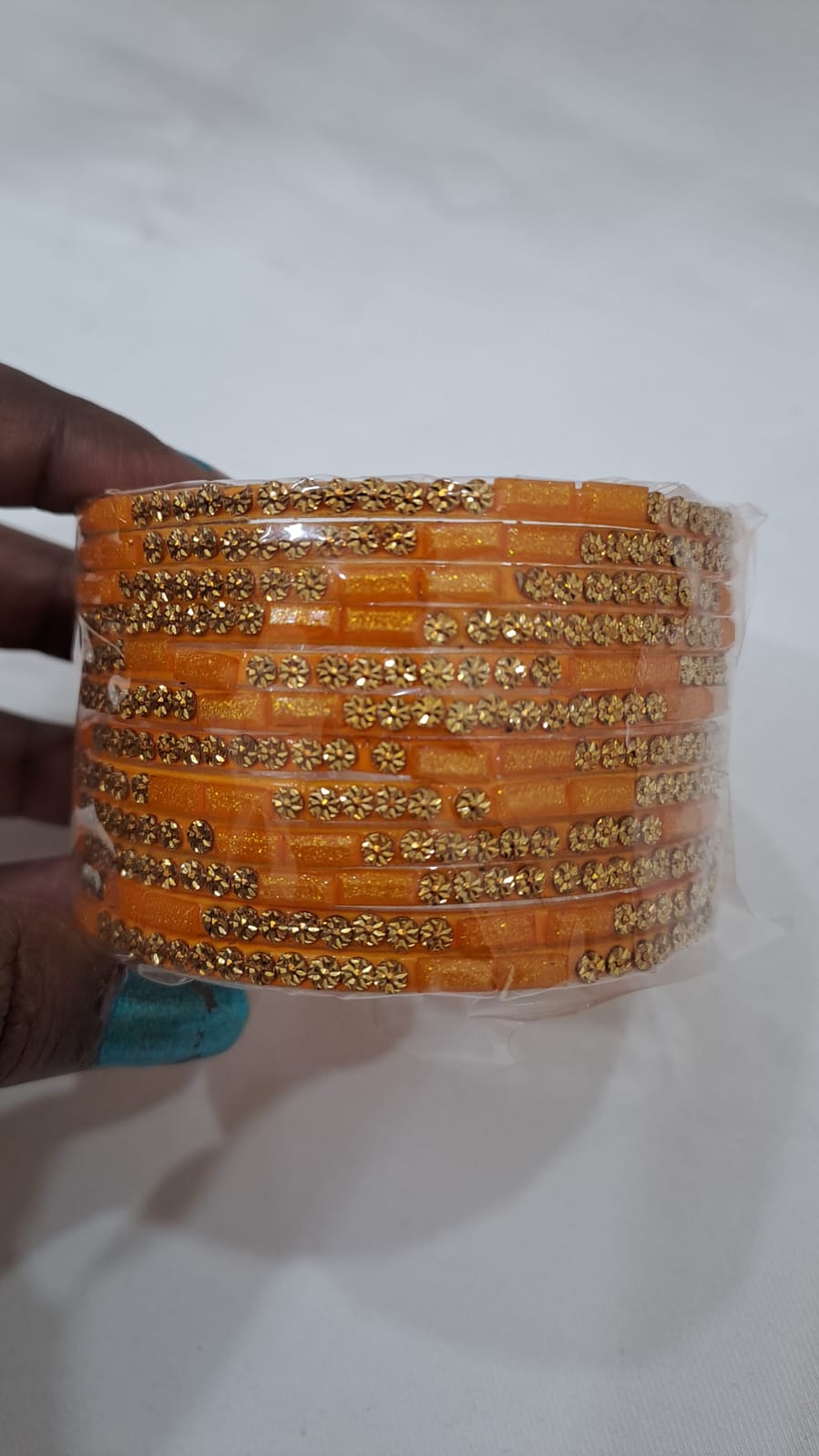 Beautiful Mustard Yellow Color Unique Design Glass Bangles For Women