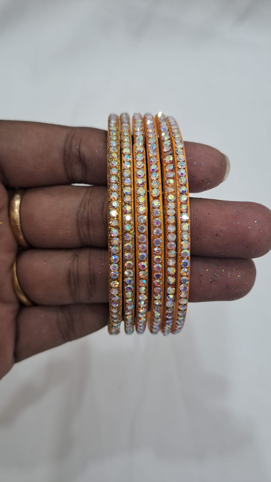 Mustard Yellow Color Checked Design Glass Bangles For Women Near Me