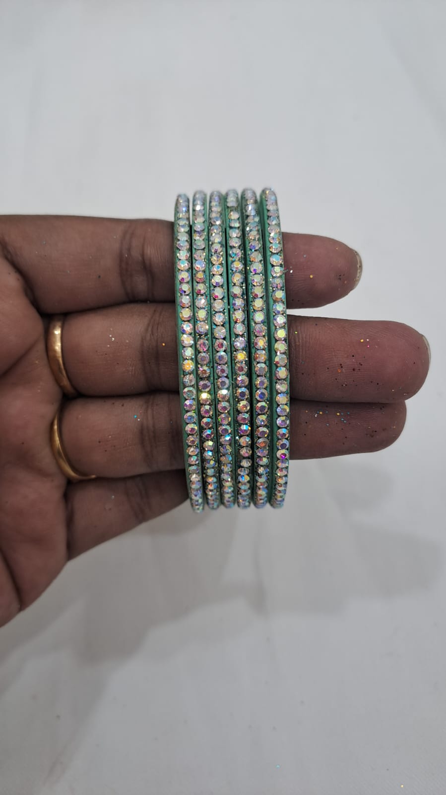 Green Color Checked Design Glass Bangles For Women In USA