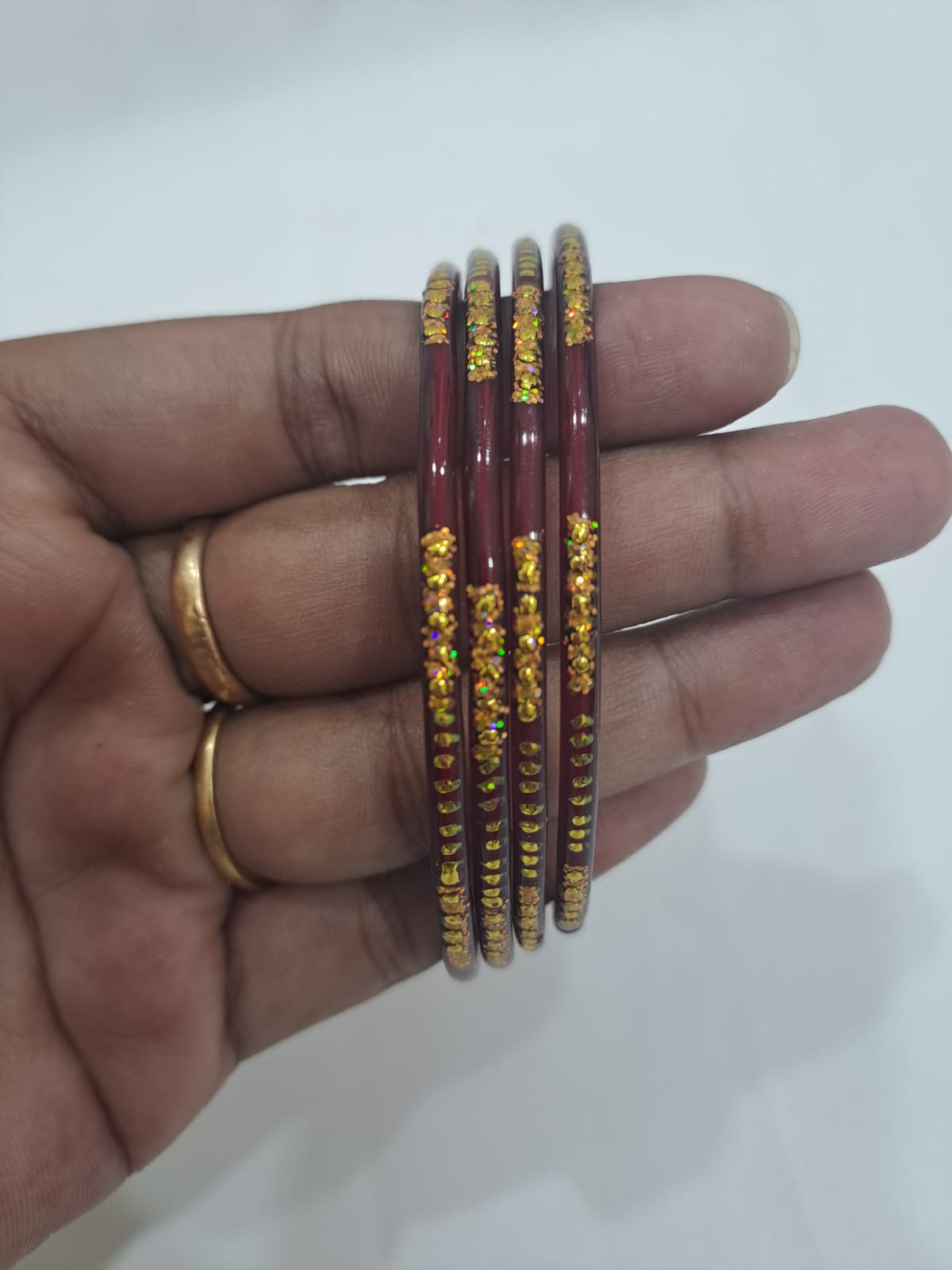 Charming Maroon Color Unique Design Glass Bangles