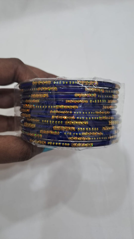 Elegant Blue Colored Glass Bangles For Women