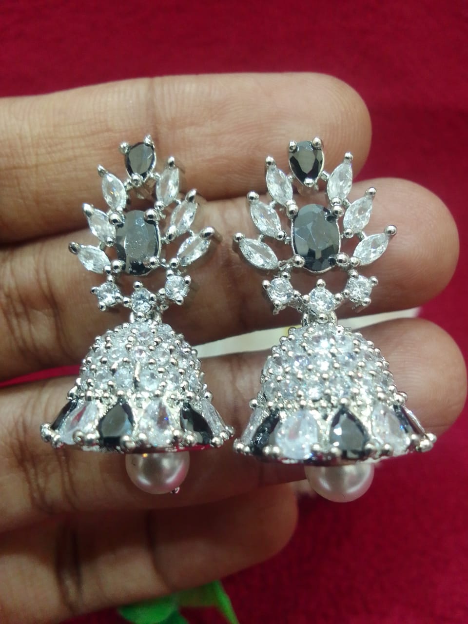 Delightful Black Color American Diamond Earrings For Women