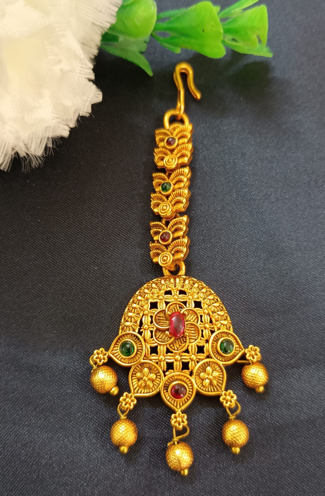 Alluring Beautiful Antique Gold Multicolor Tikka