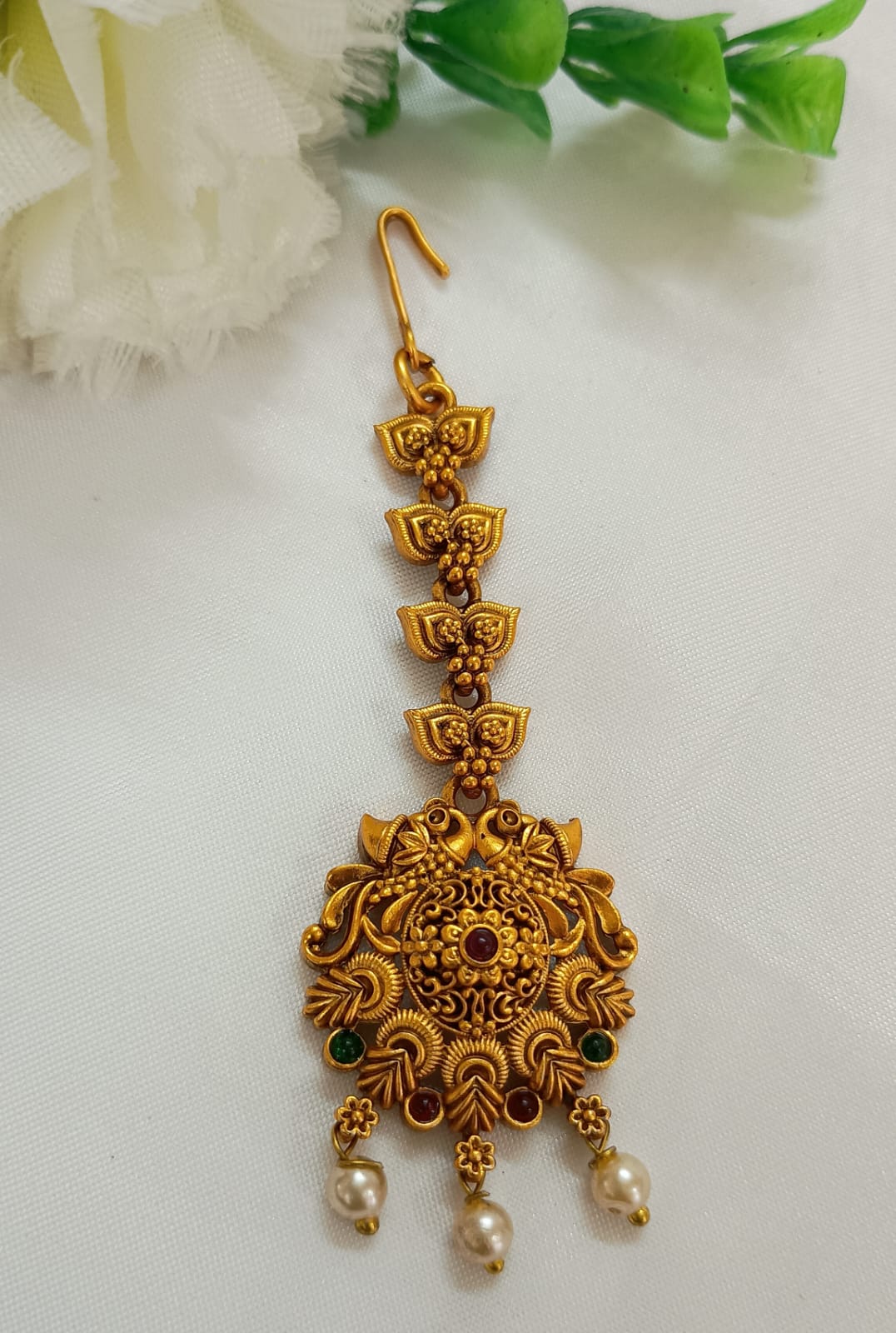 Elegant Beautiful Antique Gold Tikka With Multicolor For Women Near Me