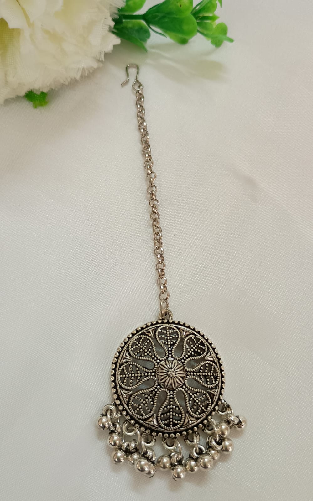 Alluring Silver Colored Beautiful oxidized tikka