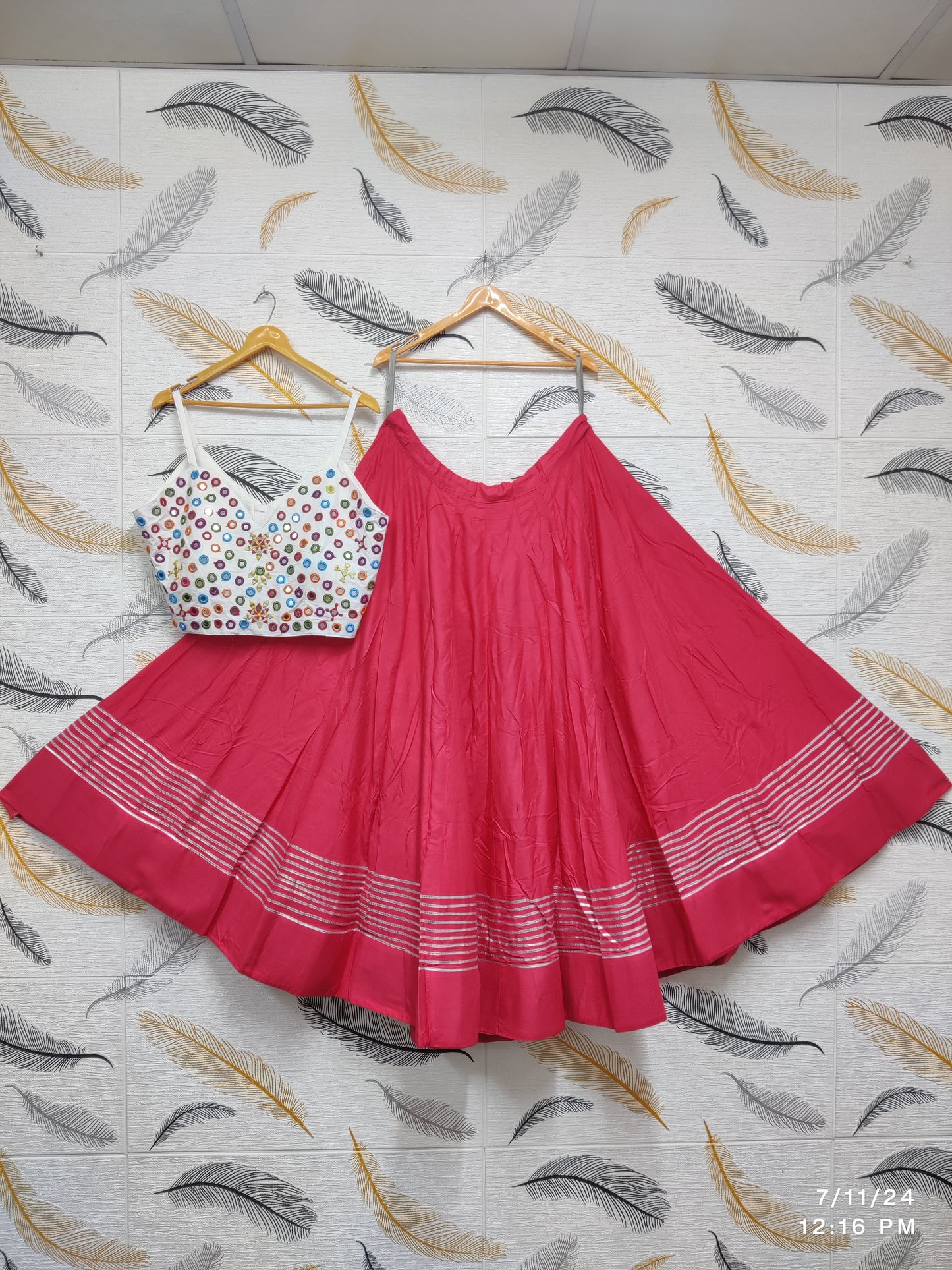 Exquisite Pink Color Rayon Cotton Skirt Near Me