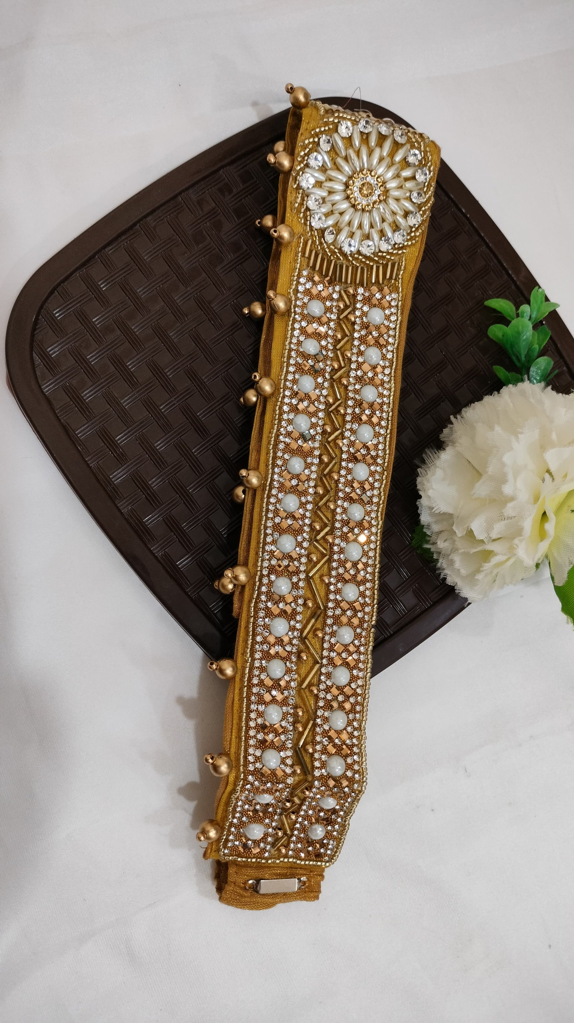 Stunning Yellow Color Hip Belt With Stone And Bead Work Near Me