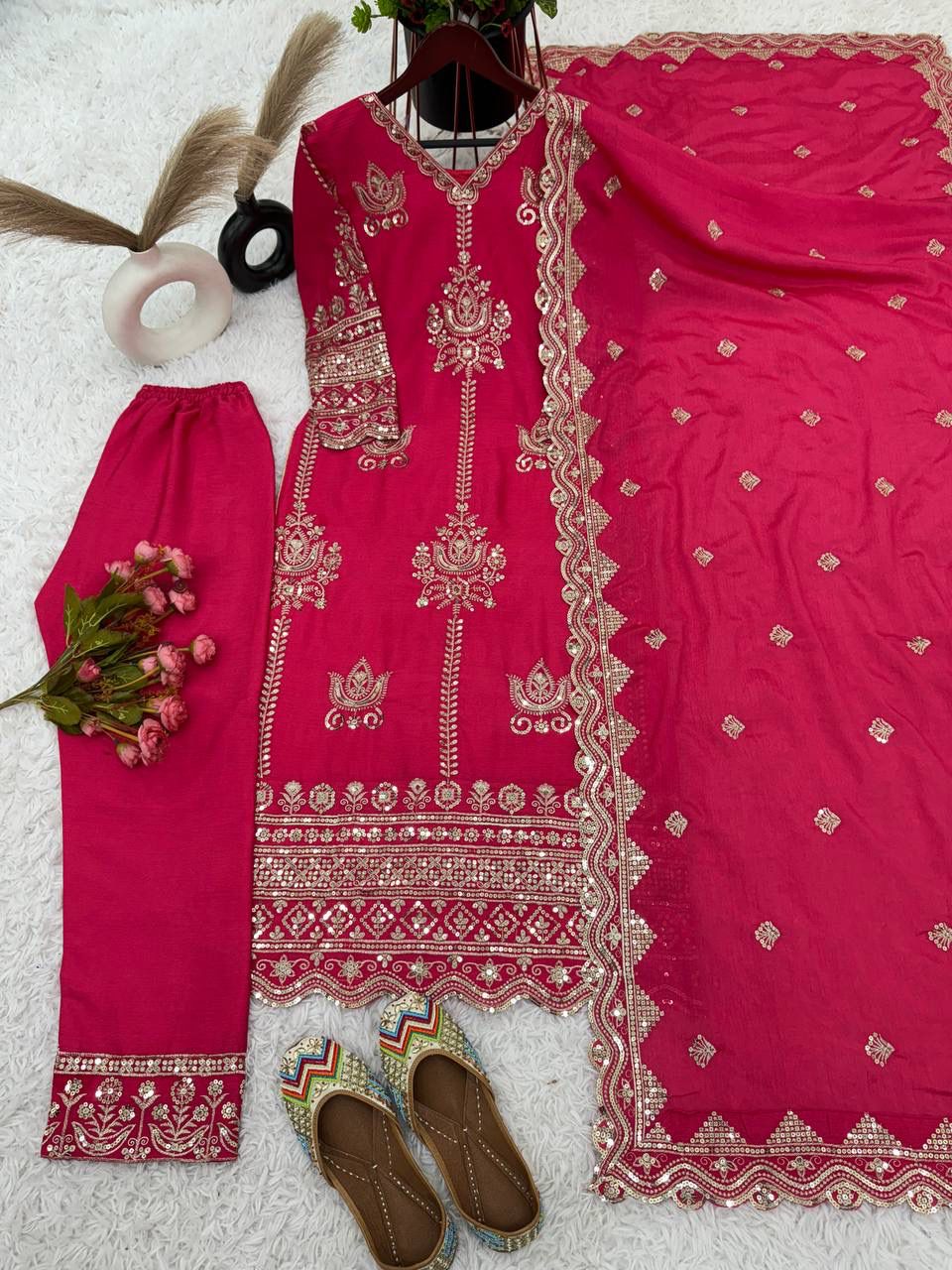 Lovely Pink Color Pure Heavy Chinon Silk Sharara Suits In Arizona
