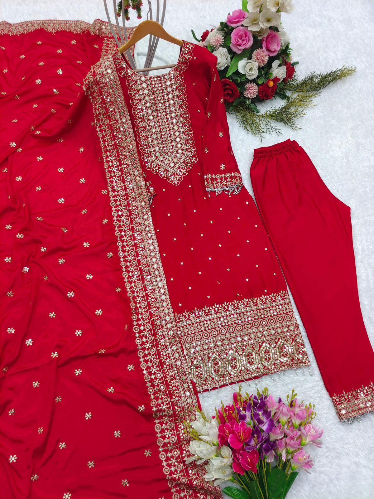 Chinon Silk Embroidery Work Kurti Suit With Dupatta in Phoenix