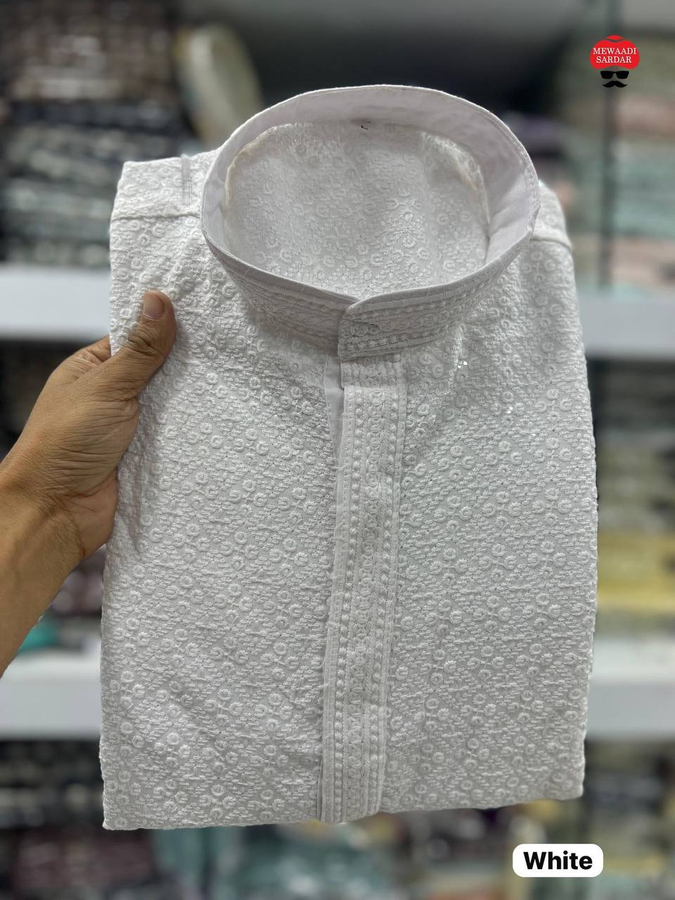 Elegant White Color Heavy Rayon Kurta With Pajama Pants For Men