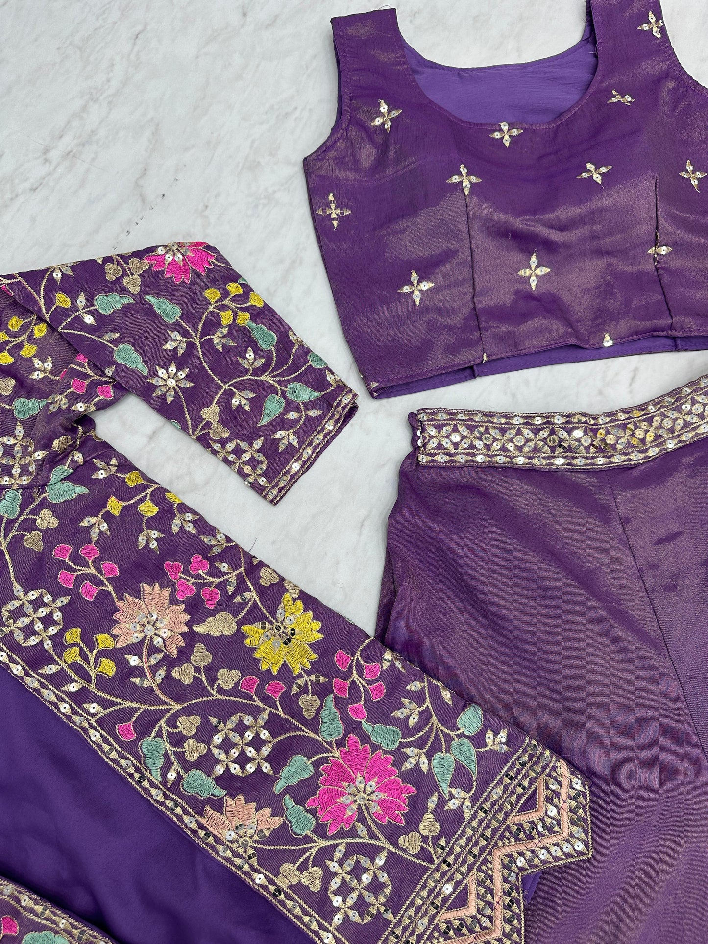 Attractive Purple Color Embroidery Sequins Work in Tempe