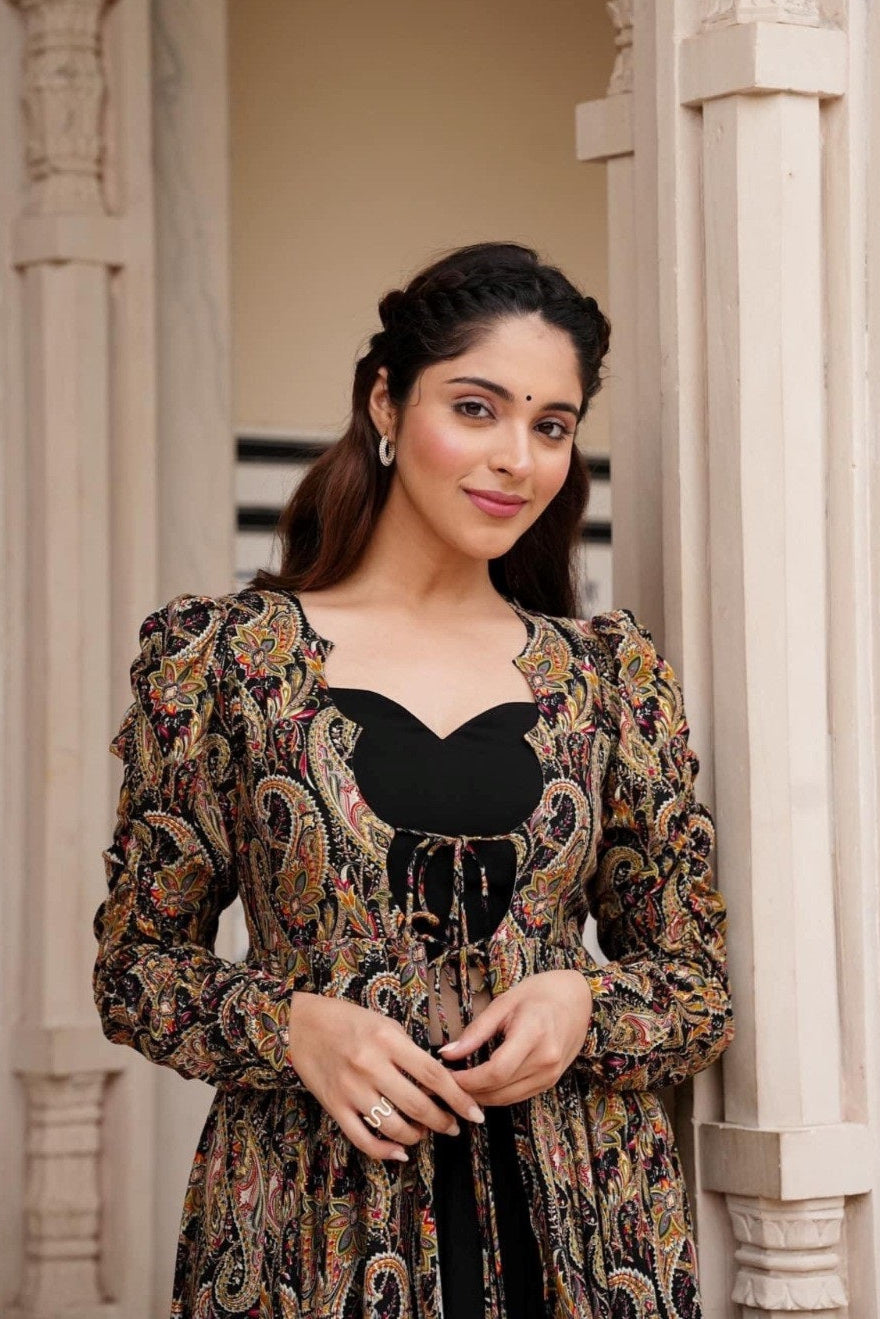 Black Shrug Style Indo Western Gown in USA