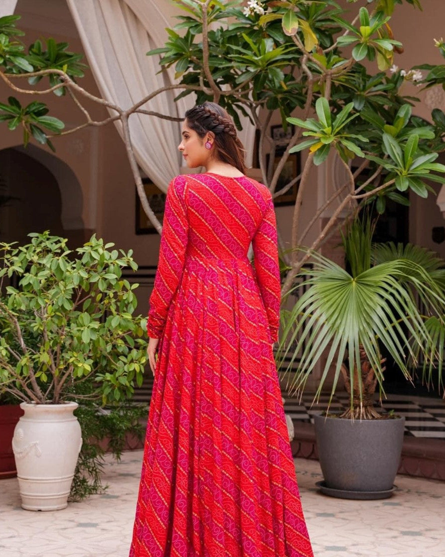 Printed Rani Pink Shrug Style Indo Western Gown For Women in Chandler
