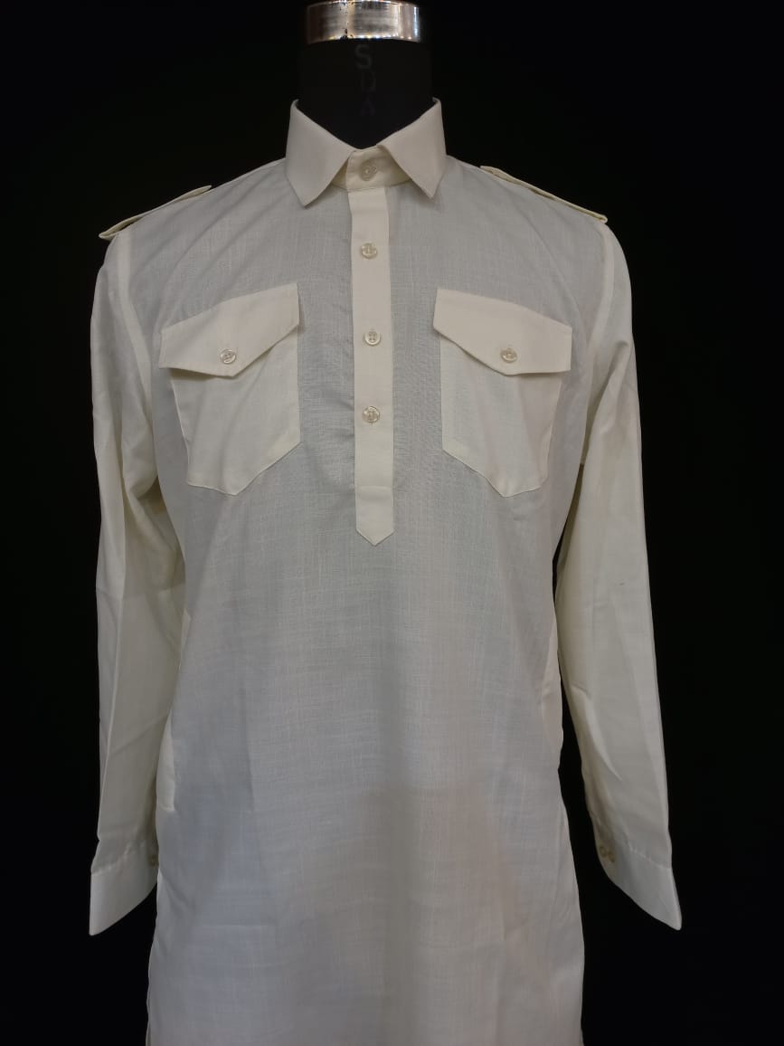 Attractive Cream Color Swiss Cotton Men's Pathani Suits