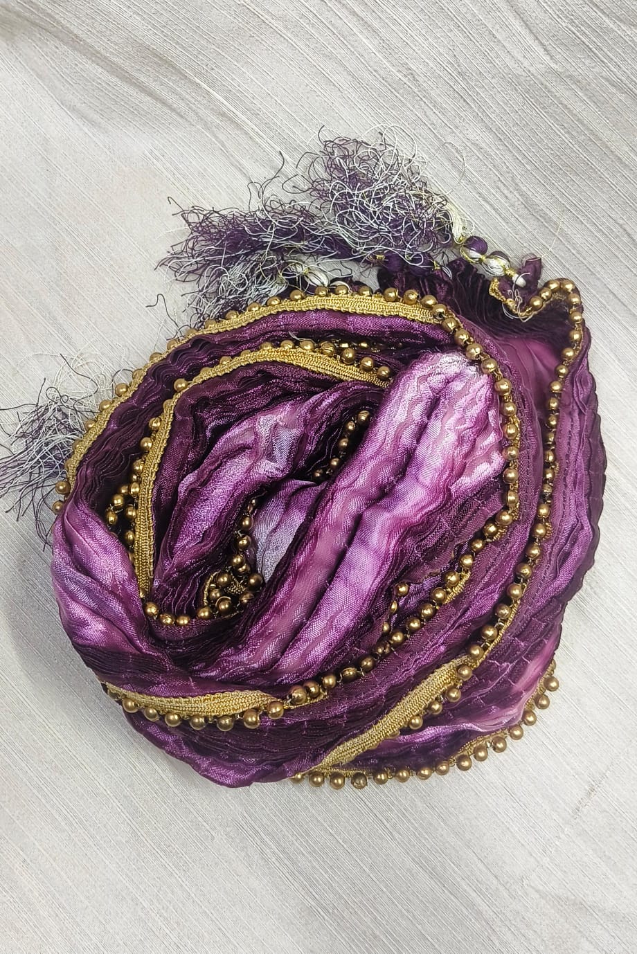 Pretty Wine Color Ethnic Wear Stole With Lace Border For Men