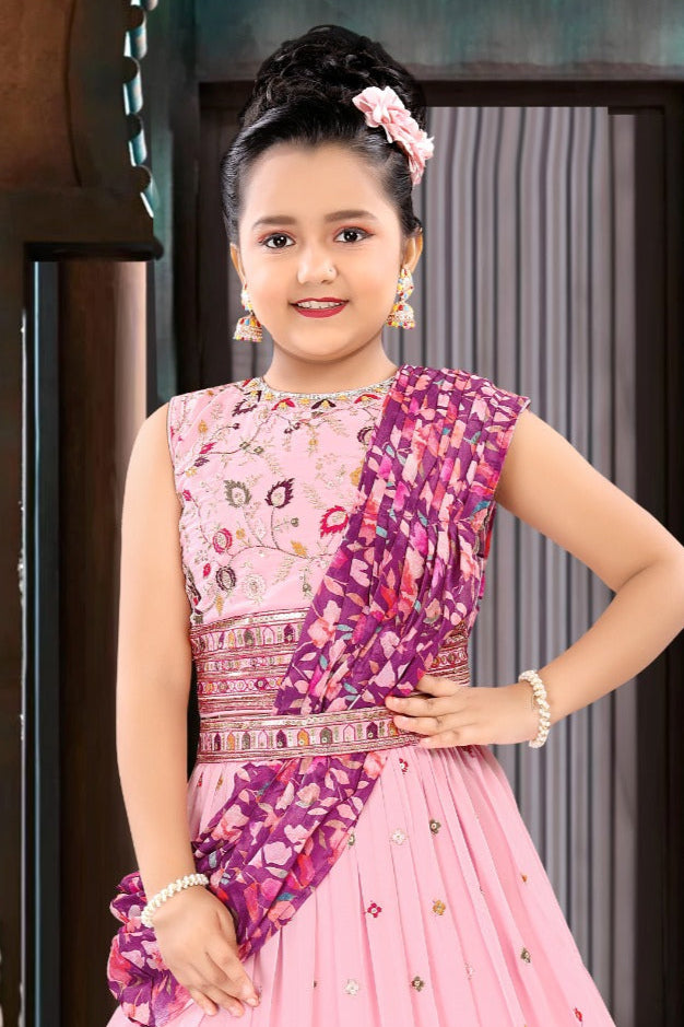 Charming Light Pink Color Embroidery And Sequins Work Choli Sets Near Me