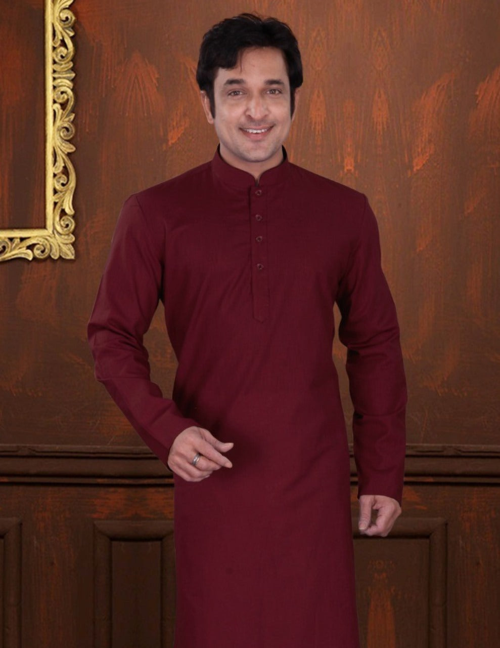 Divine Plain Maroon Color Premium Linen Cotton Kurta With Pajama Near Me