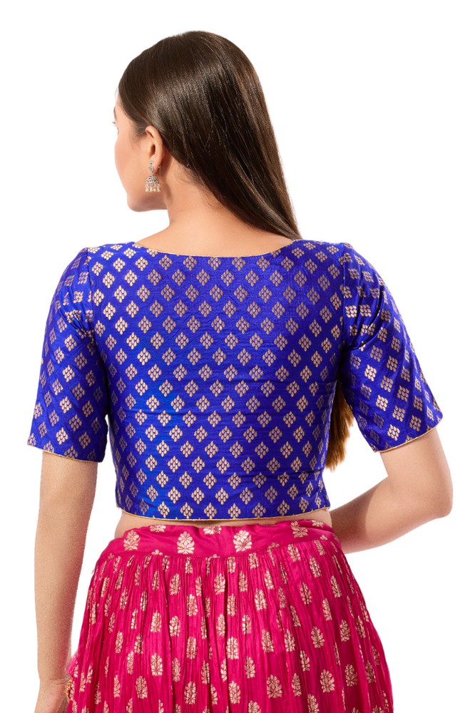 Royal Blue Color V Neck Blouse For Women Near Me