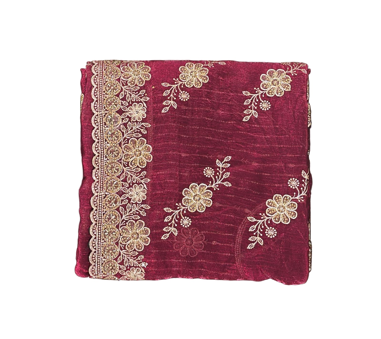Dark Wine Color Soft Chiffon With Embroidery And Stone Work Fancy Saree Near Me