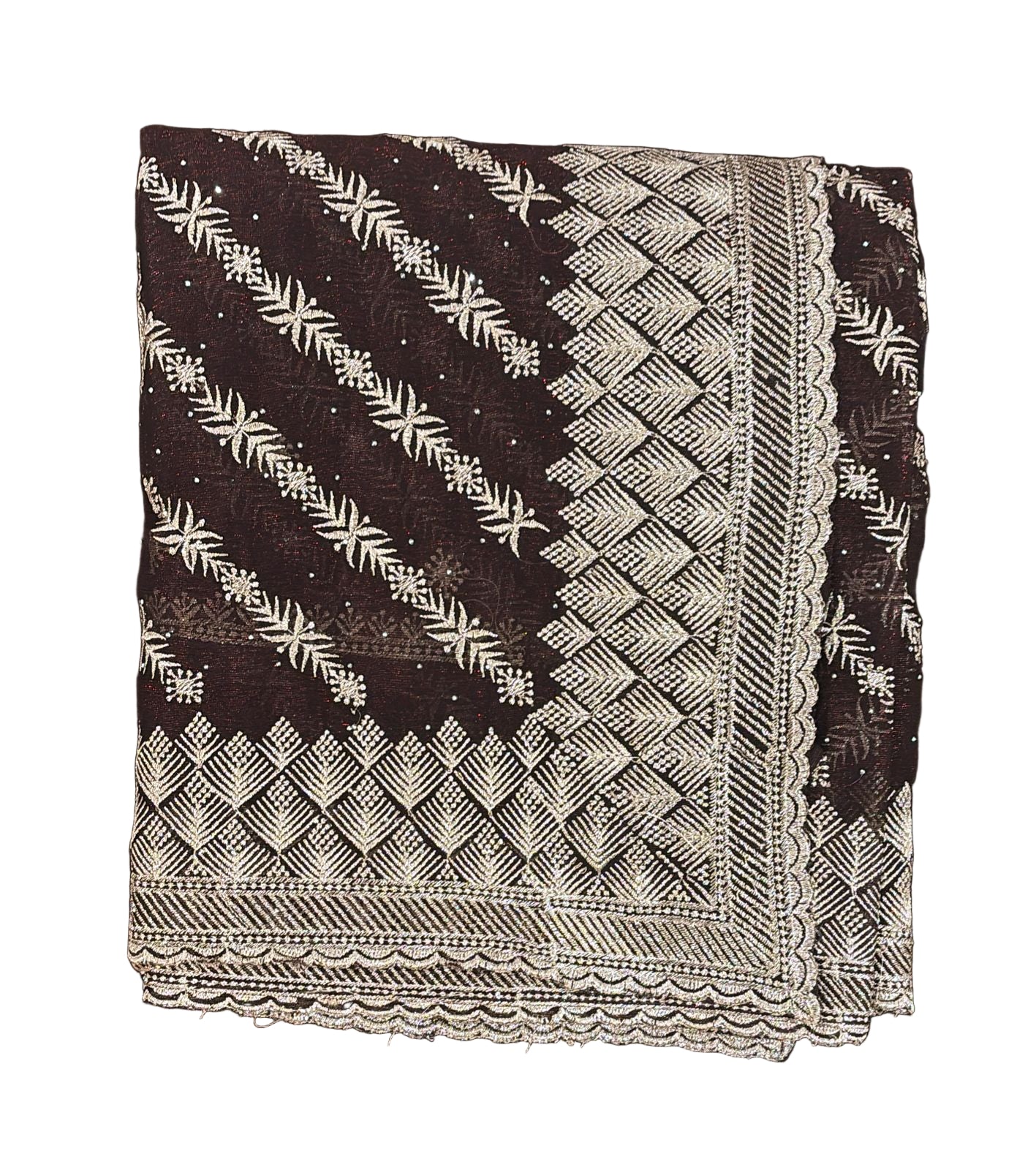 Marvellous Dark Wine Color Georgette Embroidered Work Fancy Saree - PREMIUM QUALITY