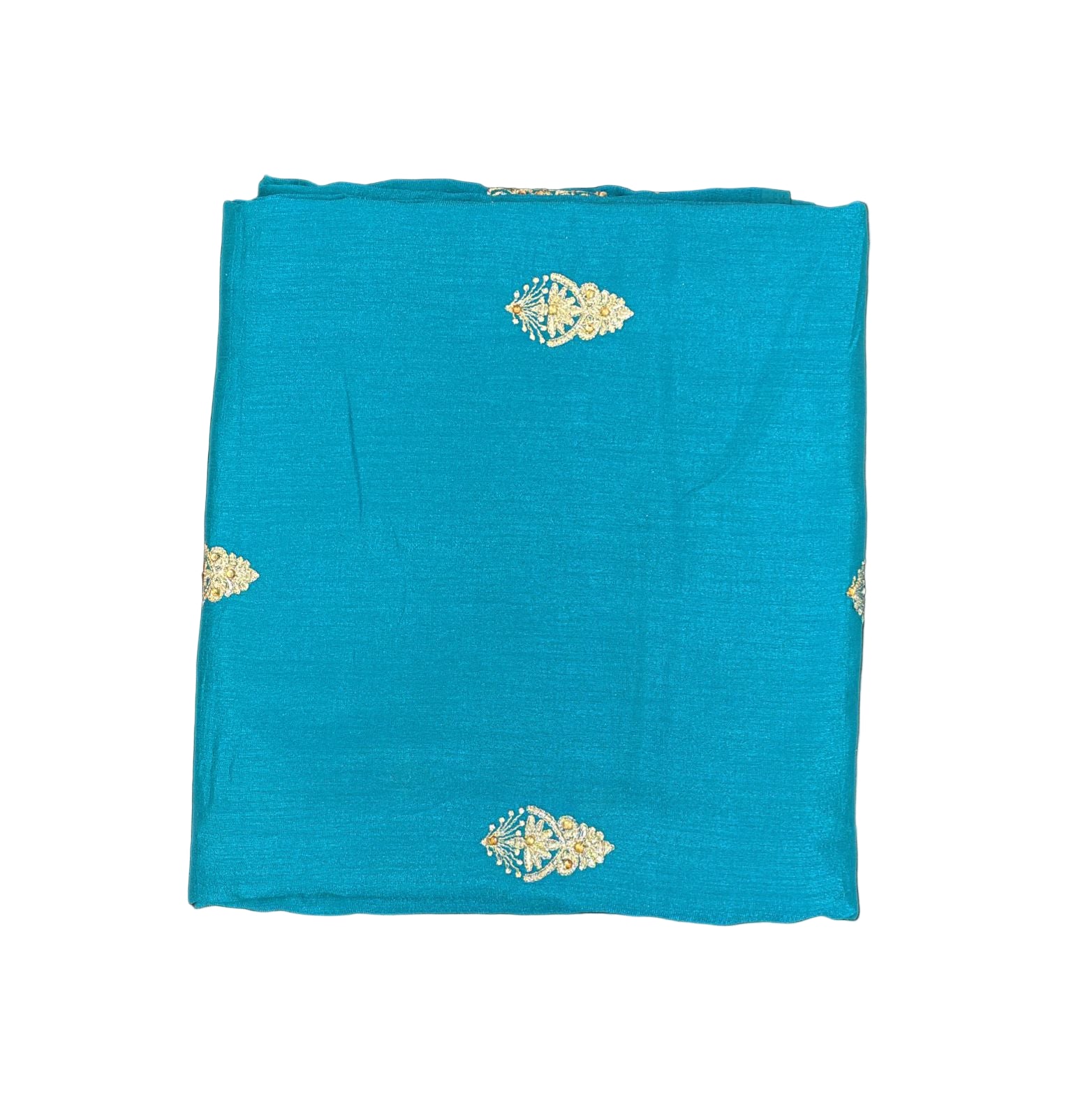 Fantastic Bright Teal Green Color Heavy Chinon Embroidered Work With Gold Stone Fancy Saree - PREMIUM QUALITY  Near Me