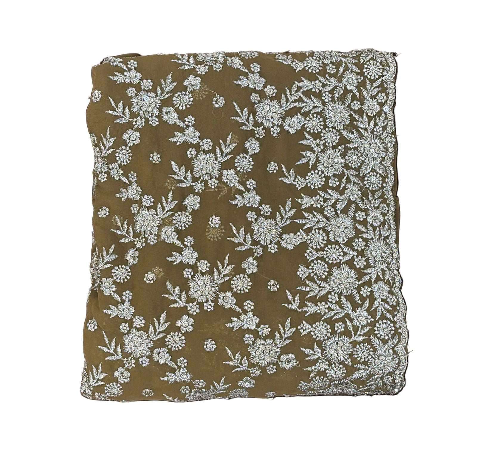 Beautiful Dark Taupe Color Georgette Silver Embroidered Work With Beads Fancy Saree - PREMIUM QUALITY Near Me