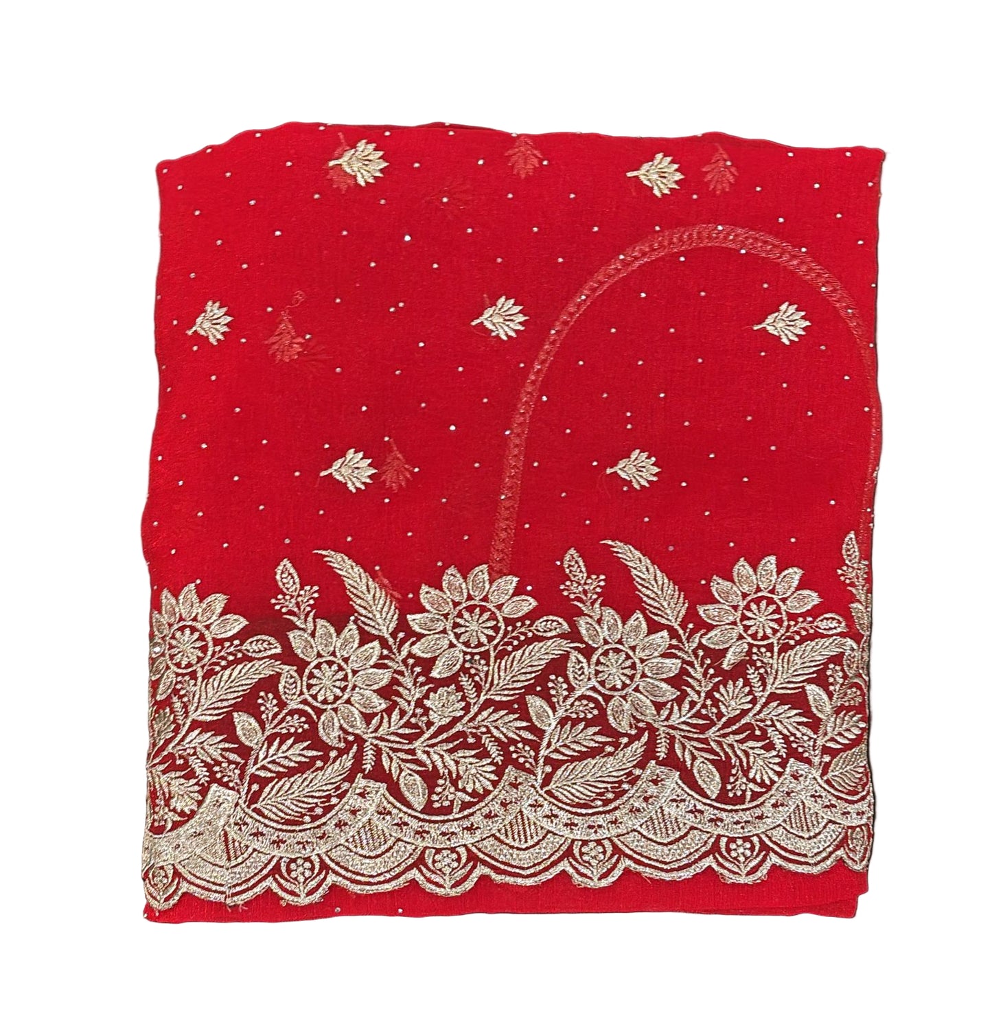 Wonderful Red Color Crush Georgette Embroidered Work Fancy Saree - PREMIUM QUALITY Near Me