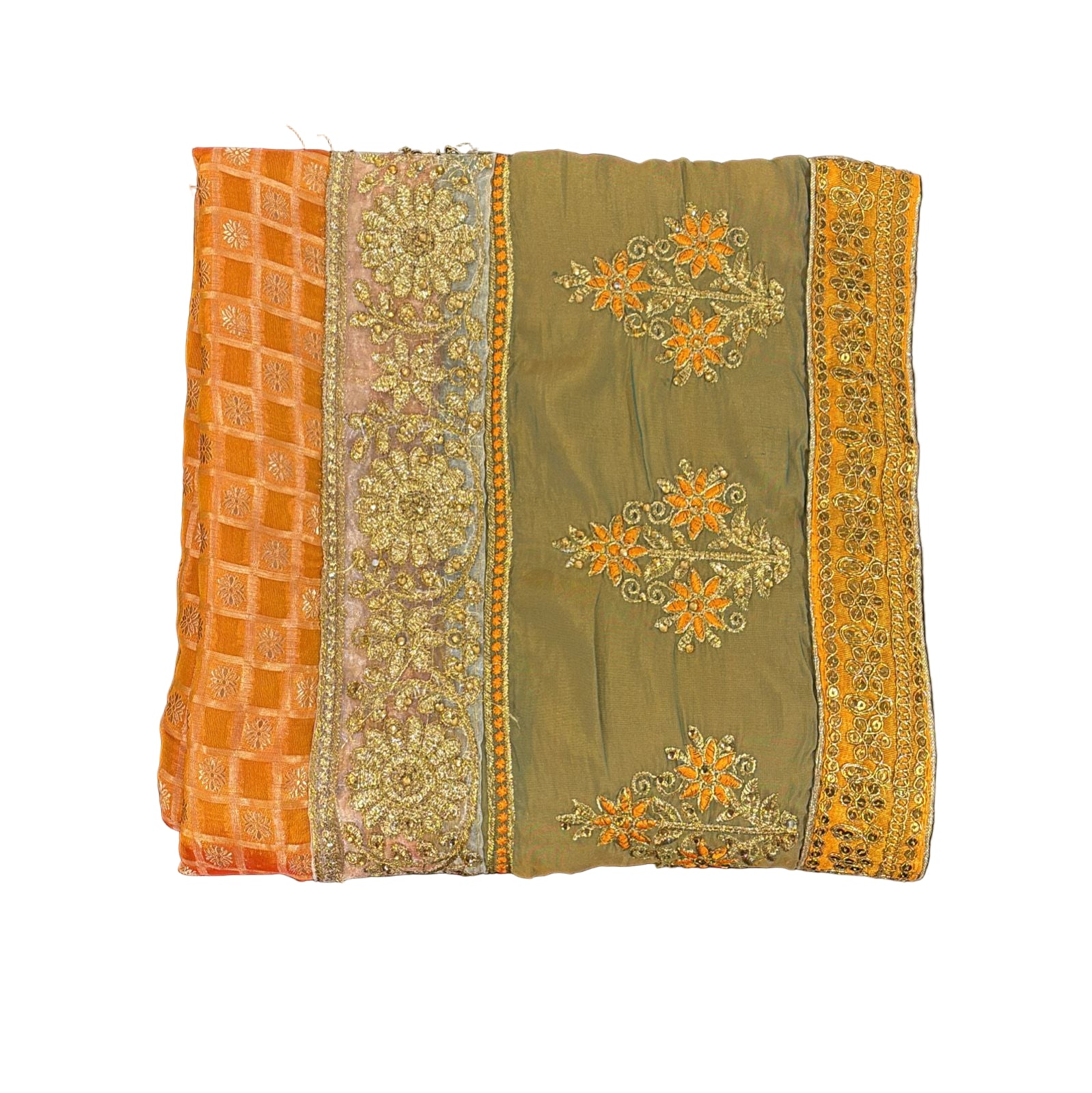 Charming Golden Yellow Color Georgette And Chiffon With Embroidered Work Fancy Saree - PREMIUM QUALITY