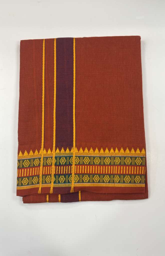 Elegant Men's Kavi Color Cotton Dhoti