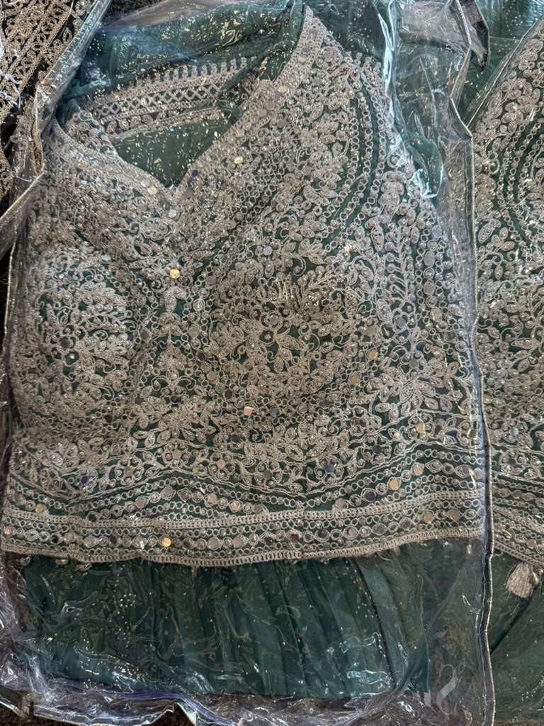 Attractive Green Color Georgette With Embroidery And Sequins Work Lehenga Choli For Women