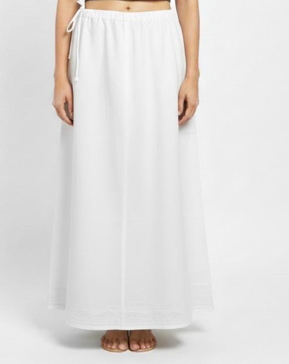 Stunning White Colored Cotton Readymade Petticoat For Women
