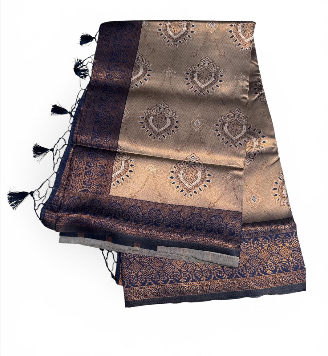 Wonderful Brown Color Art Silk With Zari Work Saree For Women