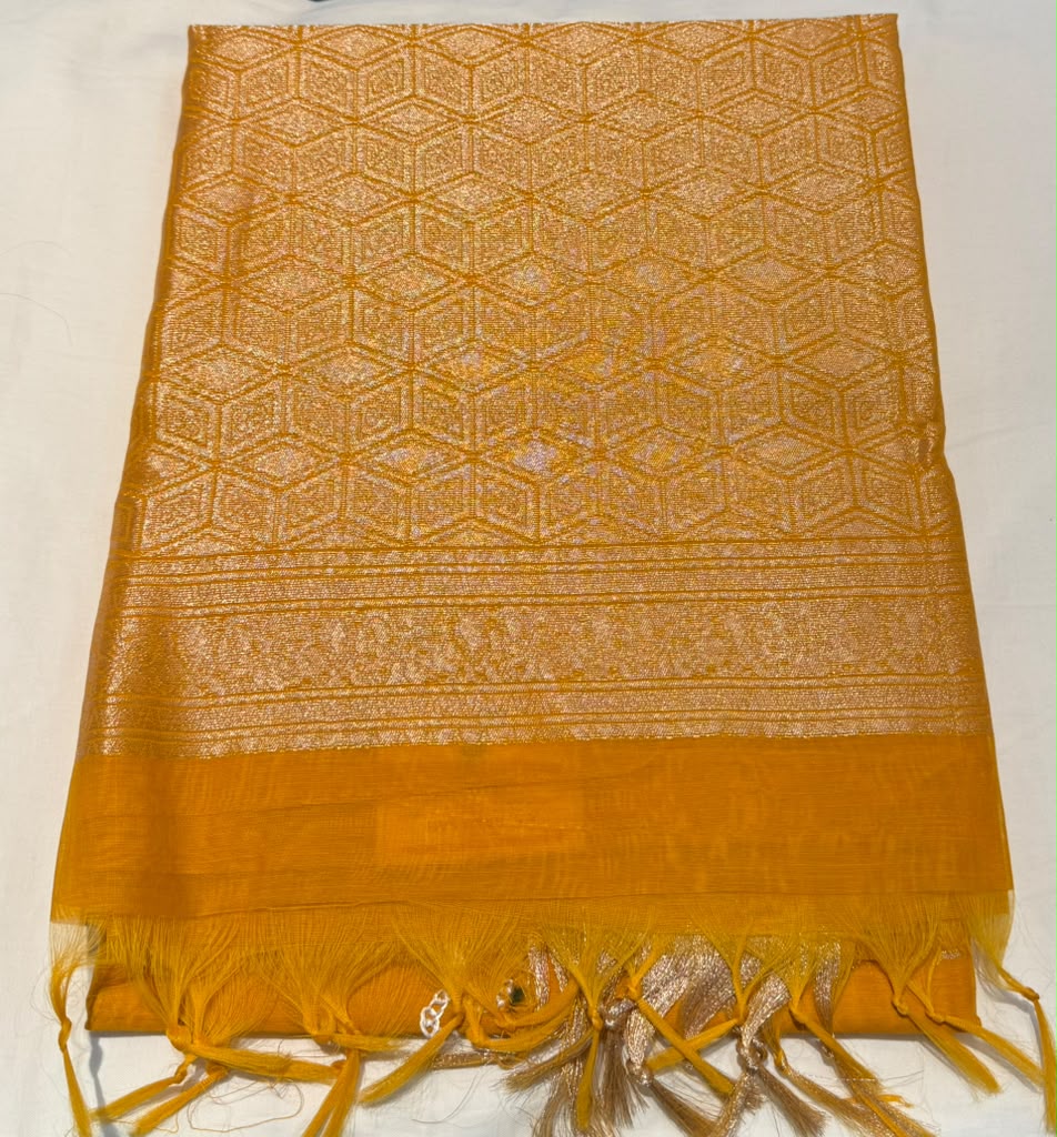 Fantastic Yellow Color Art Silk Saree With Zari Work For Women