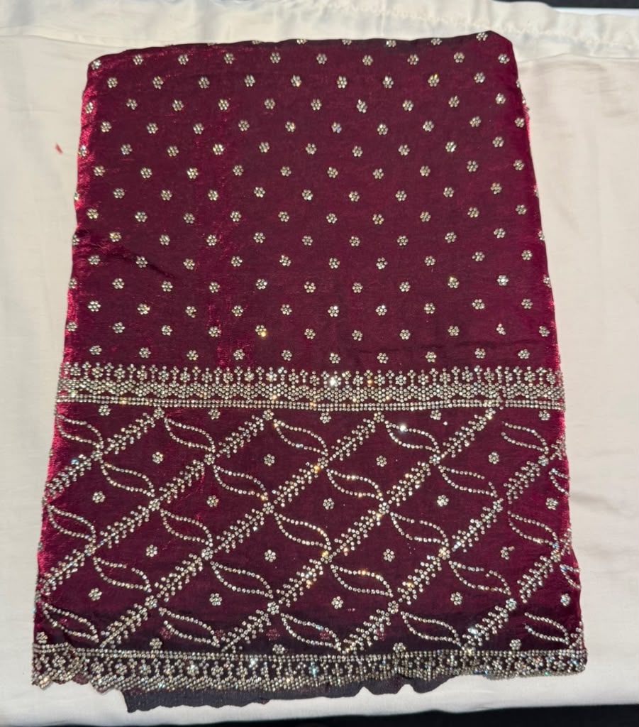 Beautiful Magenta Pink Color Organza Saree With Embroidery Work For Women