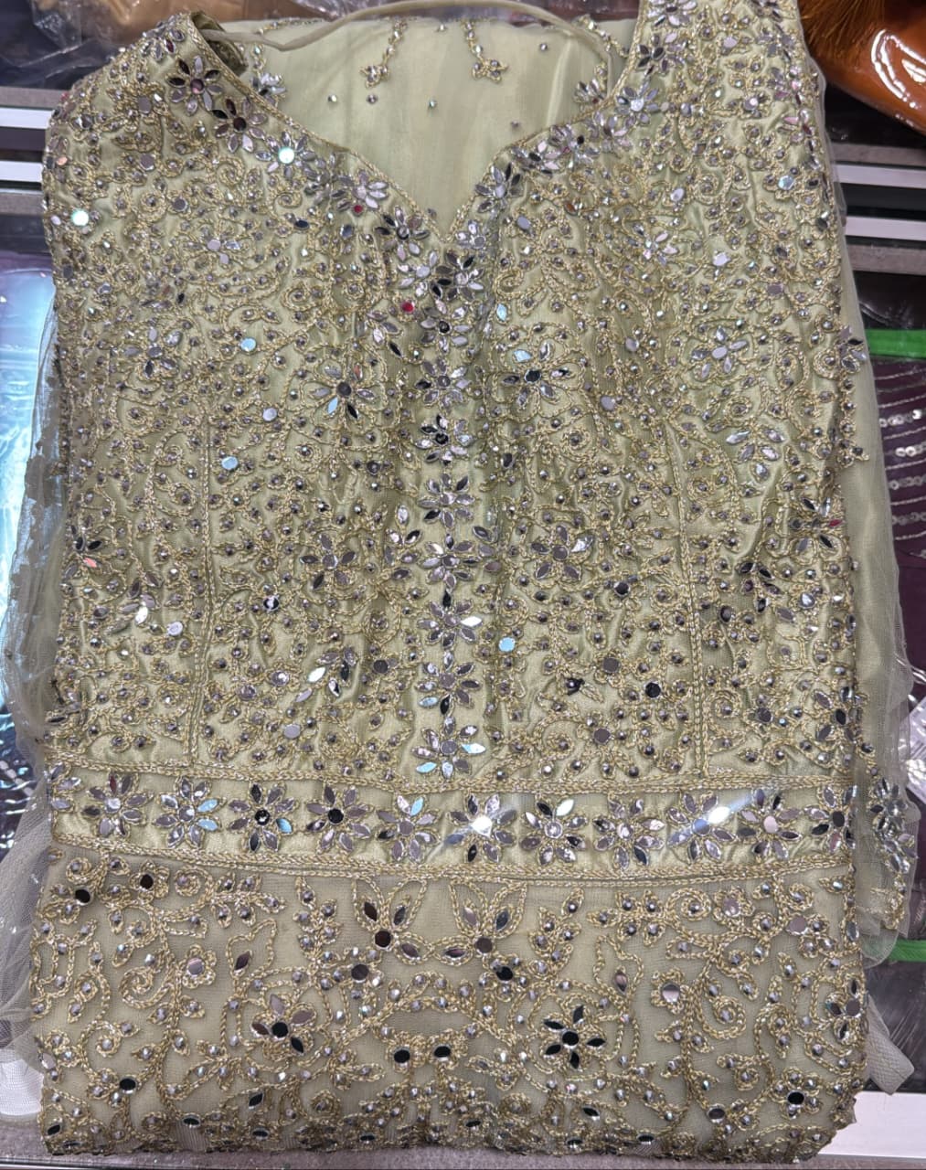 Elegant Light Green Color Georgette With Embroidery And Sequins Work Long Gown For Women