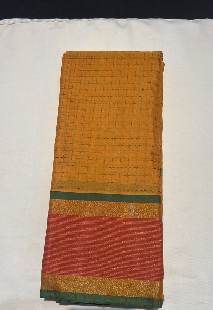 Alluring Mustard Yellow Color Pure Kanchi Silk With Contrast Border And Pallu Saree For Women