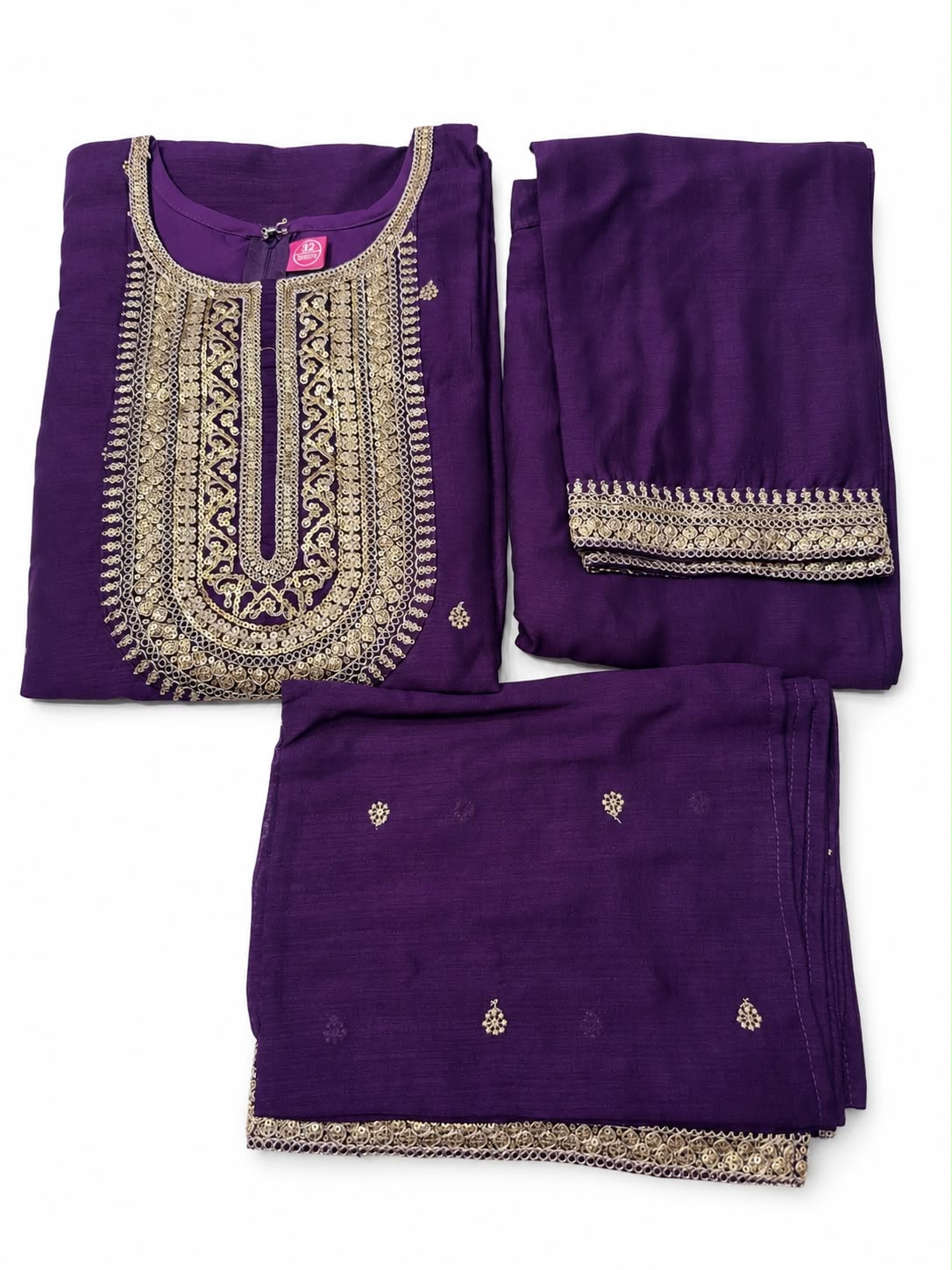 Charming Purple Color Silk Salwar Suit With Embroidery Work For Girls
