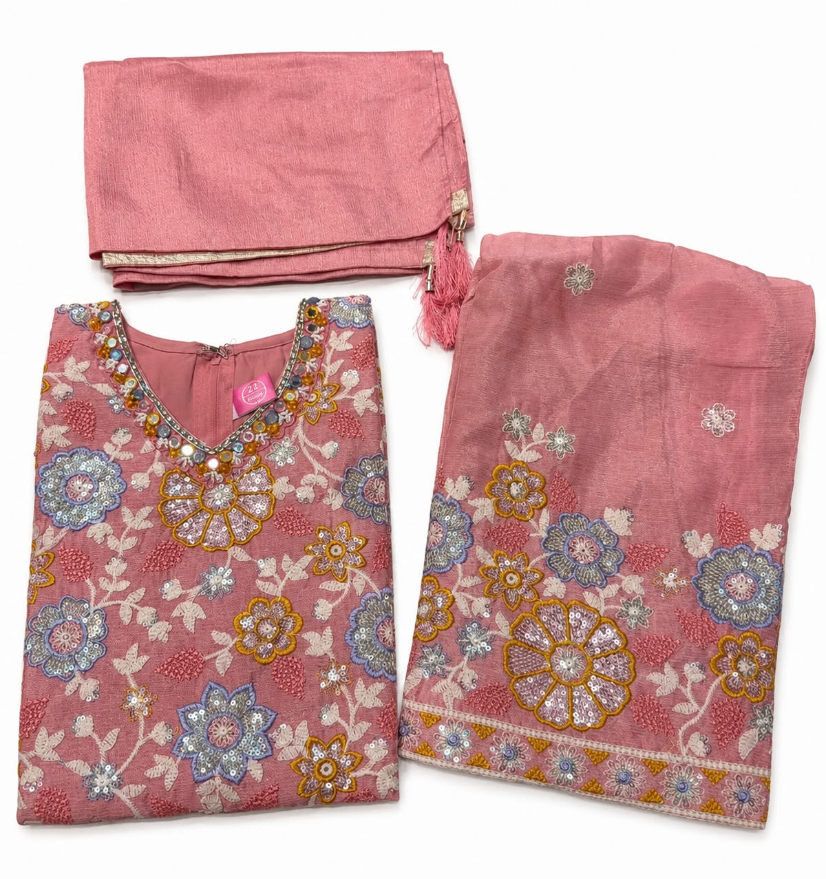 Amazing Baby Pink Color Floral Embroidered With Sharara Suits Near Me