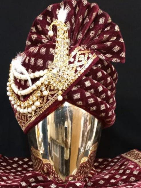 Maroon Color Wedding Turban For Men Near Me