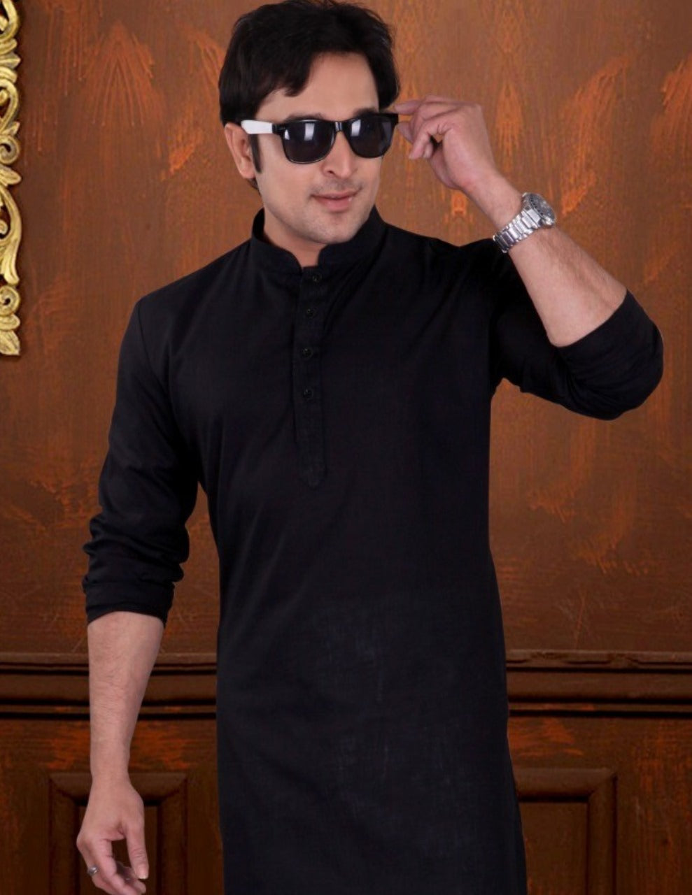 Gorgeous Black Color Linen Cotton Fancy Kurta Suits Near Me