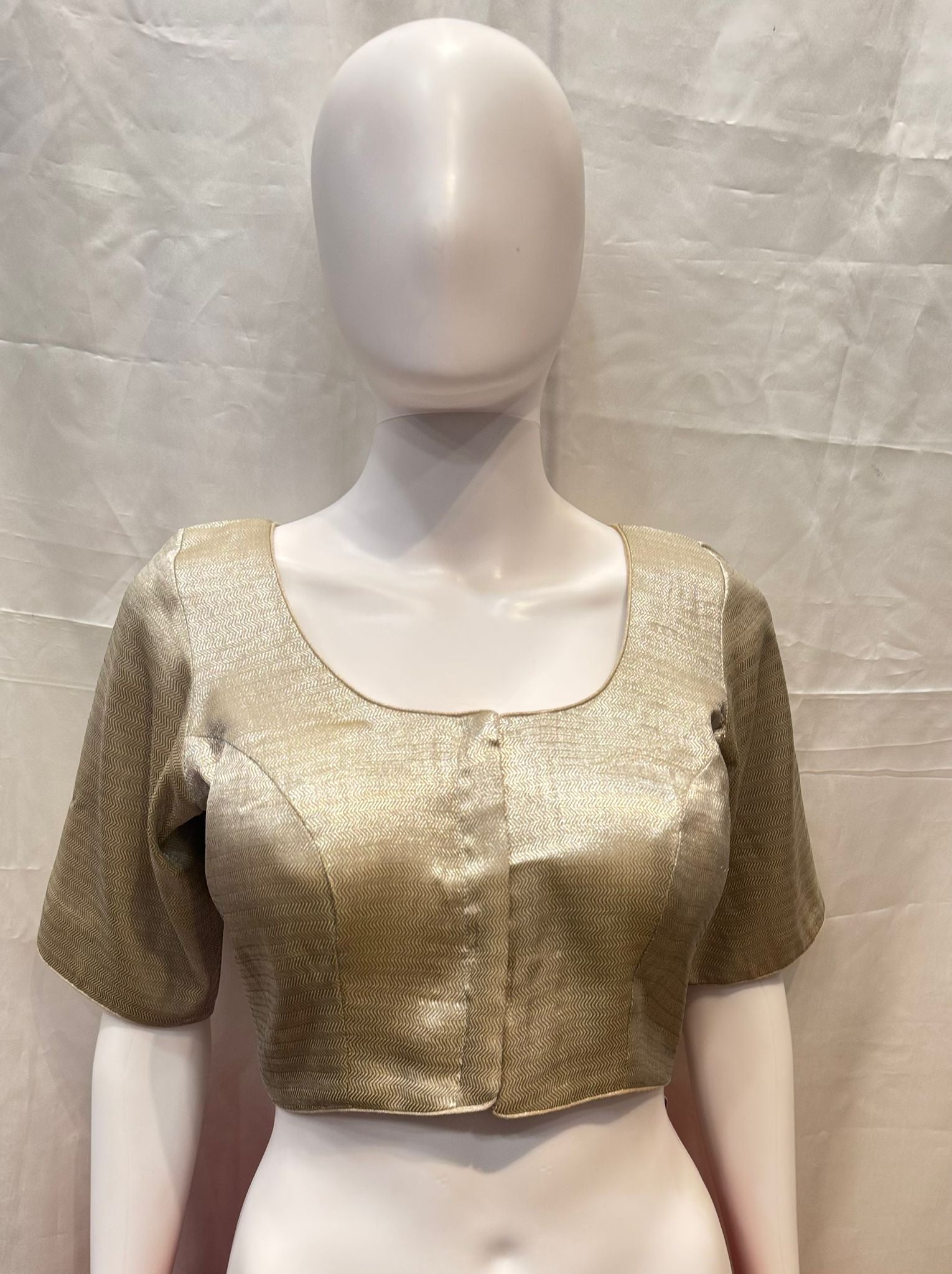 Elbow Sleeves Round Neck Readymade Blouse In Chandler